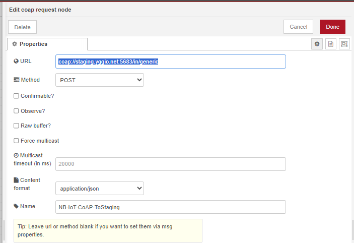 CoAP via Node-RED