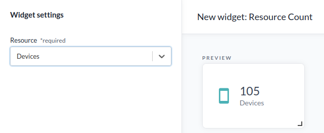 Ein Resource-Count-Widget, das eine Anzahl von Geräten zeigt