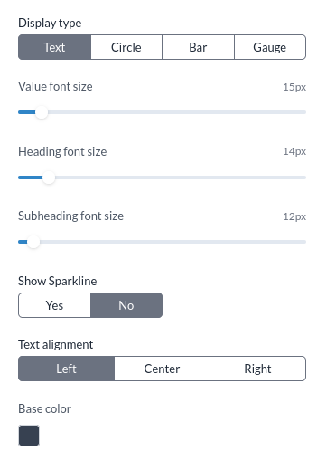 Die Einstellungen für Text, einschließlich des Sparkline-Zeitraums